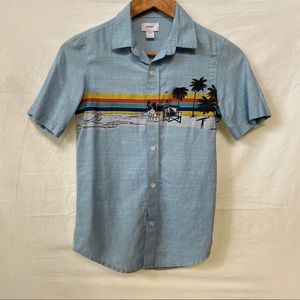 Boys beach scene button up